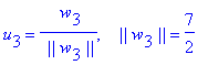 u[3] = 1/` ||`/w[3]/`||`*` w`[3], ` &nbsp;&nbsp;||`*w[3]*`||` = 7/2