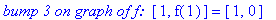 `bump 3 on graph of f: `*[1, f(1)] = [1, 0]