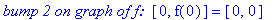 `bump 2 on graph of f: `*[0, f(0)] = [0, 0]