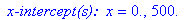 ` x-intercept(s): `*x = 0., 500.