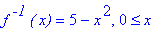 f^` -1`*`( x)` = 5-x^2, 0 <= x