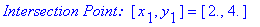 `Intersection Point: `*[x[1], y[1]] = [2., 4.]