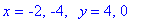 x = -2, -4, ` `*y = 4, 0