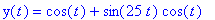 y(t) = cos(t)+sin(25*t)*cos(t)