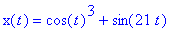 x(t) = cos(t)^3+sin(21*t)