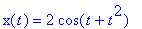 x(t) = 2*cos(t+t^2)