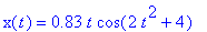 x(t) = .83*t*cos(2*t^2+4)